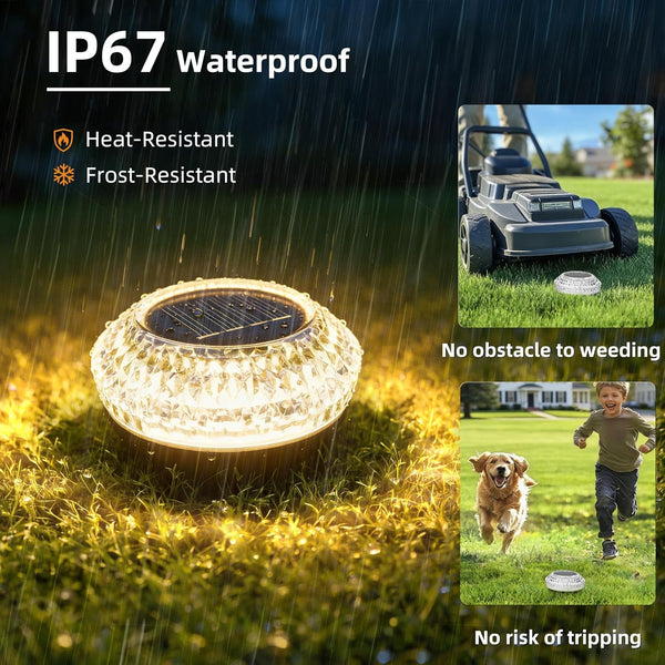 Solar Ground Lights Outdoor,12 Pack Flat Solar Pathway Lights4