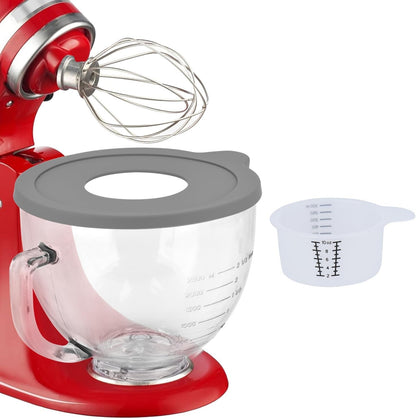 Tilt-Head Stand Mixer Glass Bowl, 5 Qt,Compatible with Kitchenaid Artisan&Classic Series,Glass Bowl with Lid,Mixer Bowl Cover to Prevent Spilling of Ingredients,Contemporary with Grey Lid2