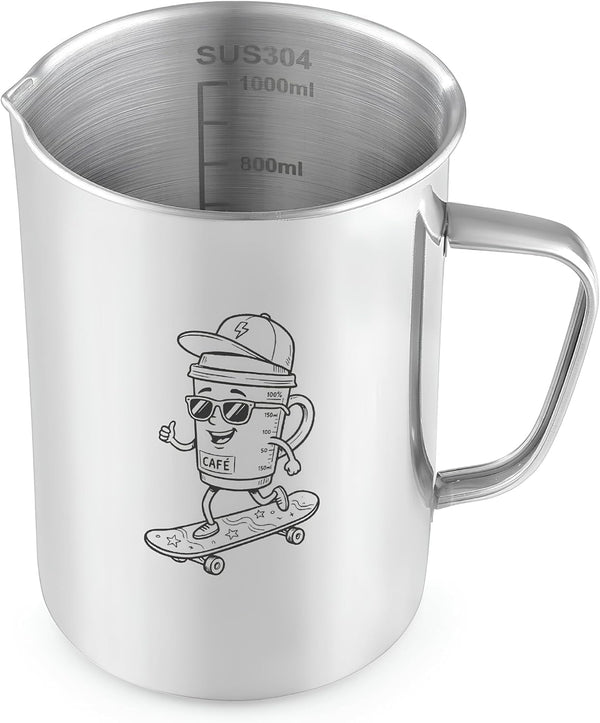 Stainless Steel Measuring Cup,  Liquid Metal Measuring Cups with Handle, 34Oz / 1000Ml / 4 Cups (Stylish Print)1