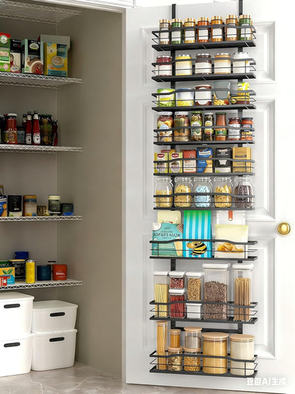White 9-Tier over the Door Pantry Organizer, Pantry Organization and Storage, Metal Hanging Spice Rack Shelves Door, Home & Kitchen Essentials, Laundry Room Bathroom Organization7