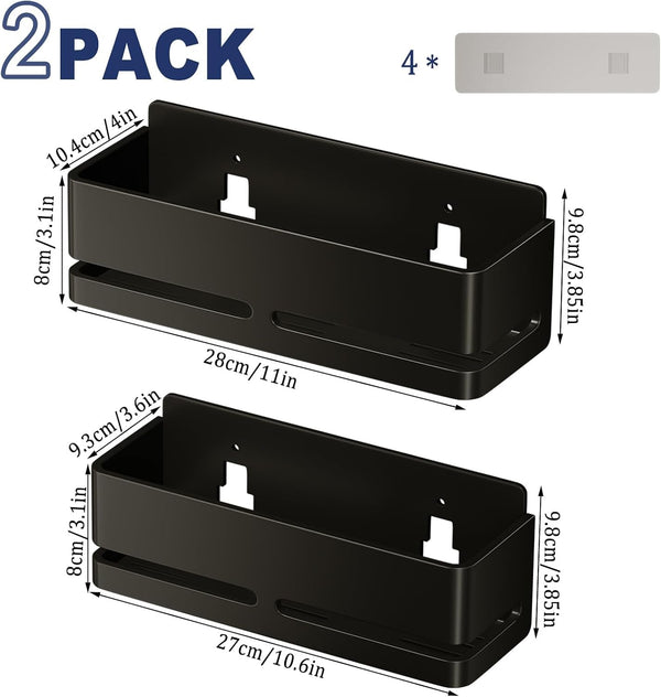 Shower Caddy,2-Pack Shower Shelf,No Drill Shower Organizer(Black)2