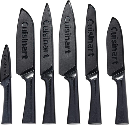 Cutlery Knife Set, 12Pc Metallic Cutlery Knife Set with Blade Guard , Lightweight, Stainless Steel, Durable & Dishwasher Safe, C55-12Pmb,Black2