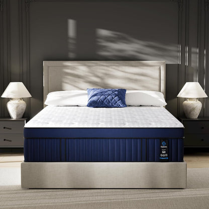 14 Inch King Mattress with Ice Silk Cover, Euro Top Hybrid Gel Memory Foam with 7-Zone Individually Wrapped Coils, Medium Firm King Size Mattress for Pressure Relief1