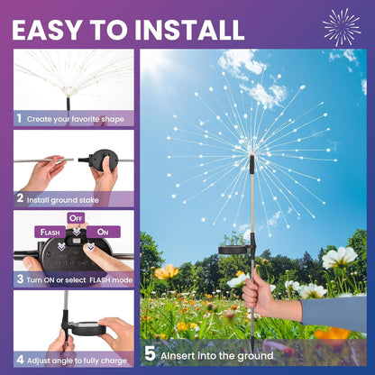 Solar Firework Fairy Garden Lights Outdoor, Colorful, 4 Pack7