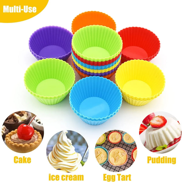 24 Pack Silicone Baking Cups, Reusable Cupcake Liners Molds, Multicolor | BPA Free, Easy Clean Muffin Cup, Dishwasher Safe, Non-Stick Muffin Cupcake Liners for Party Halloween Christmas, Regular Size3