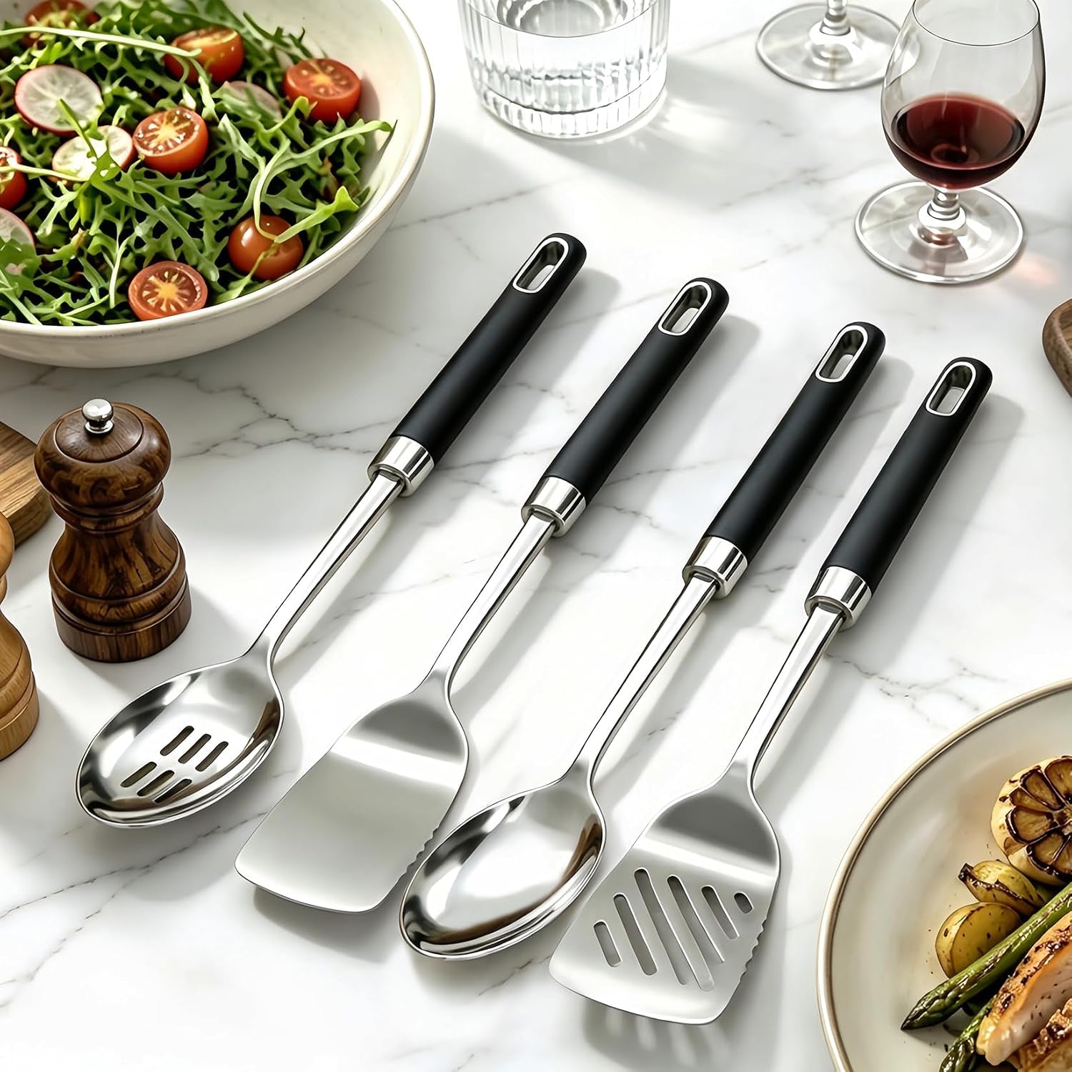 4pcs-stainless-steel-cooking-spatula-spoon-set-metal-cooking-utensils-set-with-anti-scald-handle-heat-resistant-kitchen-utensils-set-with-turners-serving-spoon-ladle-skimmer-pasta-server