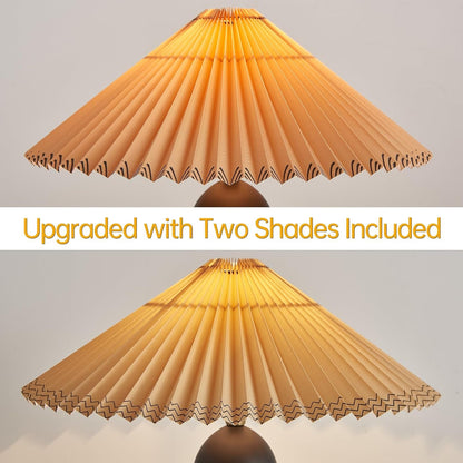 Japandi Zen Table Lamp, Black Solid Wood Tripod, Pleated Umbrella Shade5