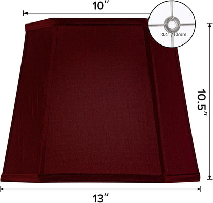 Lamp Shades Square Set of 2 Medium,10"×13"D×10.5" Burgundy Empire | 0.41" Spider,Replacement Lamp Shade for Table Lamps Office,Faux Silk Cut Corner,Victoria Lampshade,Polyester Easy Assembly2