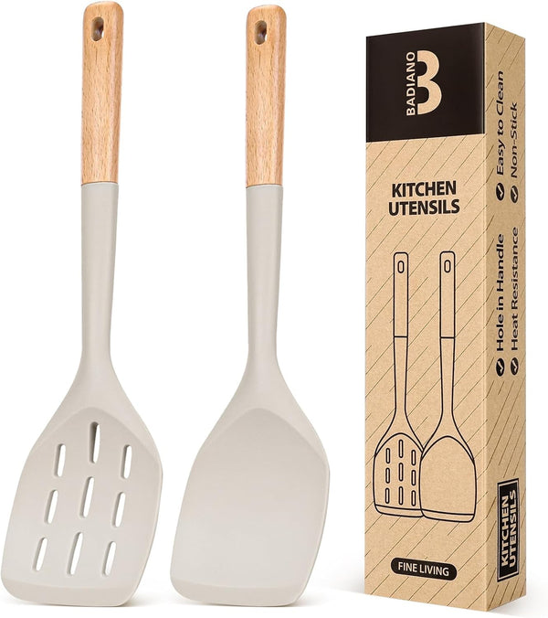 Silicone Spatula, Non Stick Turner for Cooking, Food Grade, Khaki1