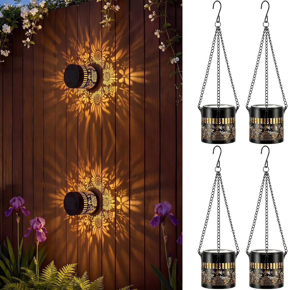 4-pack-solar-sunflower-projection-wall-light-outdoor-fence-light