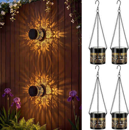 4 Pack Solar Sunflower Projection Wall Light, Outdoor Fence Light1