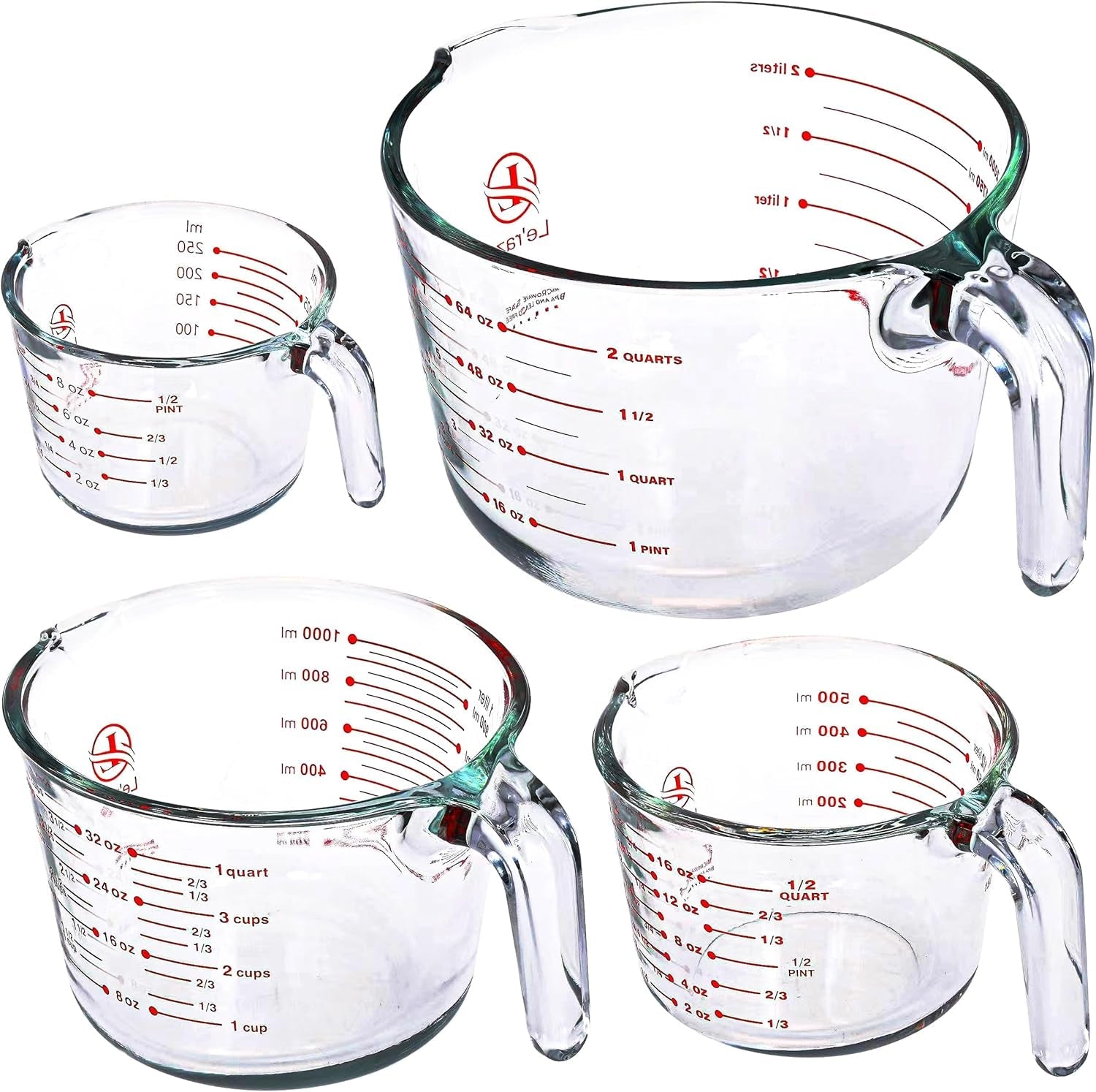 le-raze-glass-measuring-cups-set-of-4-heat-resistant-easy-read-measurements-ergonomic-handle-pour-spout-dishwasher-safe-kitchen-bakeware-liquid-batter-mixing-bowls-1-cup-2-cup-4-cup-8-cup