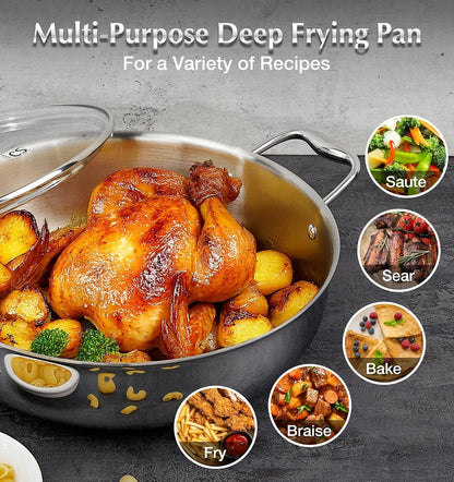 Tri-Ply Stainless Steel Cookware Set 10 Piece, Professional 18/10 Stianless Steel Pots and Pans Set, Oven & Induction Safe, Non-Toxic Kitchen Cookware Set for Family Cooking, 10Pcs5