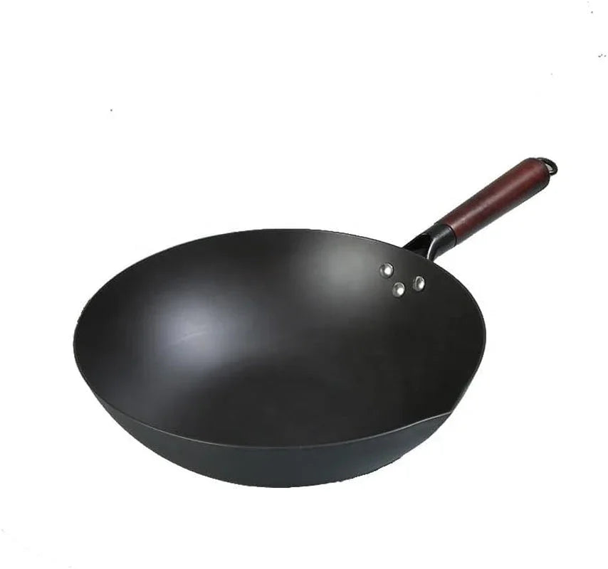 13-5-inch-carbon-steel-wok-pre-seasoned-flat-bottom-stir-fry-pan-with-honeycomb-nonstick-rust-resistant-nitriding-technology