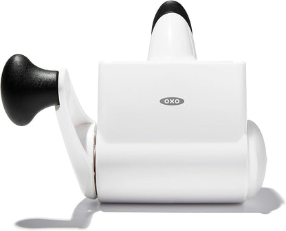 OXO Good Grips Rotary Cheese Grater with Hand Crank, White | Use for Hard Cheeses, Chocolates, Nuts, Stainless Steel Blades, Silicone Seal to Keep Cheese Fresh, Easy to Grate & Store1