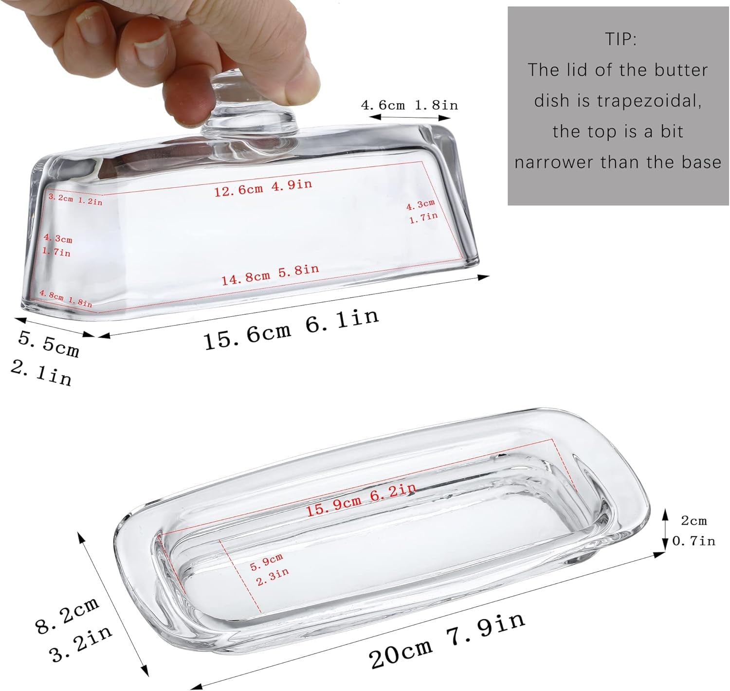 8-art-glass-butter-dish-with-lid-classic-covered-2-piece-butter-container-butter-dish-for-countertop-multi-purpose-preserving-serving-dessert-tray-bowl-dishwasher-safe