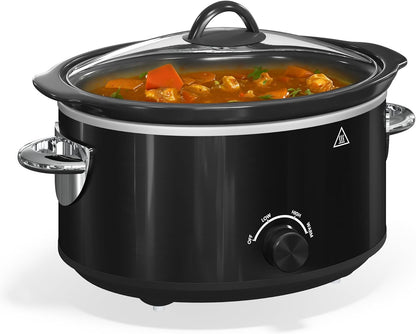 4 QT Slow Cooker,  Buffet Server and Warmer with 3 Heating Modes, Compact Slow Cooker, Dishwasher-Safe Removable Ceramic Pot & Tempered Glass Lid, Stainless Steel, Black1