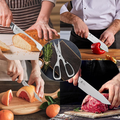 14Pcs Knife Set, Sleek White Minimalist Kitchen Cutlery Set | Built-In Sharpener, High Carbon Stainless Steel Kitchen Knives, Dishwasher Safe, Gift for Home Cooks & Chefs, Utility Knives7