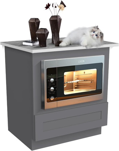 Microwave Base Cabinet – Solid Wood Shaker Style Kitchen Storage Base Unit with Drawer & Soft-Close Doors, RTA Pantry Cupboard for Dining Room, Coffee Bar 30" W X 24" D X 34 1/2" H (Pebble Gray)9
