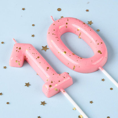 Classical Pink Gold 2.76 Inch 10 Number Birthday Candles for Party Celebration2
