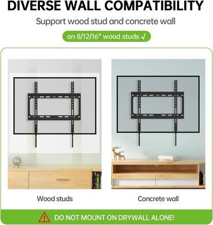 Fixed TV Wall Mount with Low Profile for Most 26-55 Inch LED, LCD and Flat Screen Tvs, TV Mount Bracket with VESA up to 400X400Mm and Weight Capacity 99Lbs,And Space Saving TV Bracket4