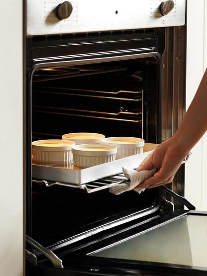 Ramekins 4 OZ Oven Safe, Creme Brulee Ramekins, Pudding Custard Cups Souffle Ramiken, Dipping Sauce Dishes, Ceramic Ramekin Bowls Set of 6, White6