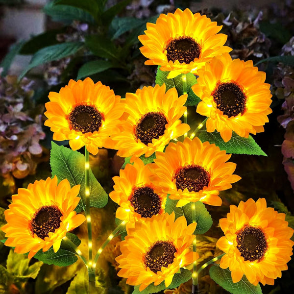 Solar Lights Outdoor Garden Decor - Upgraded 3 Pack with 9 Sunflower Lights, Waterproof Solar Outdoor Lights Auto On/Off Solar Decorative Lights for Garden, Patio, Backyard1