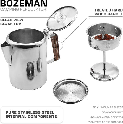 Bozeman Percolator Coffee Pot — NO Aluminum or Plastic [9 Cup]2