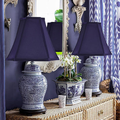 Square Lamp Shade for Table Lamps,6.5"X13.2"X10.6" Blue Lamphade Bell | 0.41" Spider,Blue,Natural Faux Silk,Medium Deco Lamp Shade Replacement for Small Floor Lamps Living Room,Fold Easy Assembly9