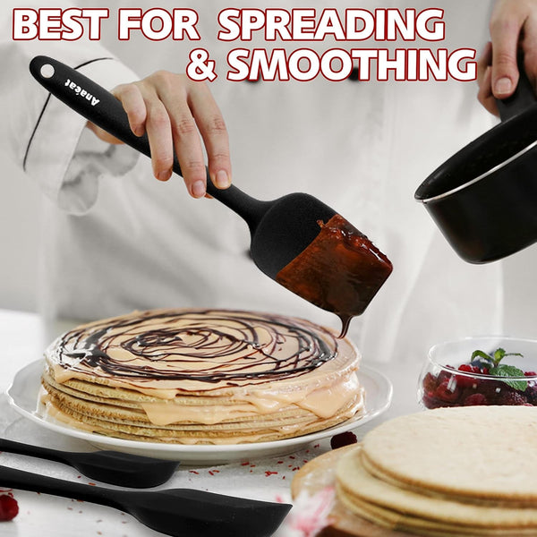 Silicone Spatula Set of 5 - Seamless One-Pieces Design, Non-Stick Rubber Spatulas Kitchen Scraper Flexible for Easy Baking, Cooking, Scraping & Mixing, Heat Resistant & Dishwasher Safe2