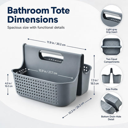 Gray Portable Shower Caddy, 2-Compartment Storage Organizer2