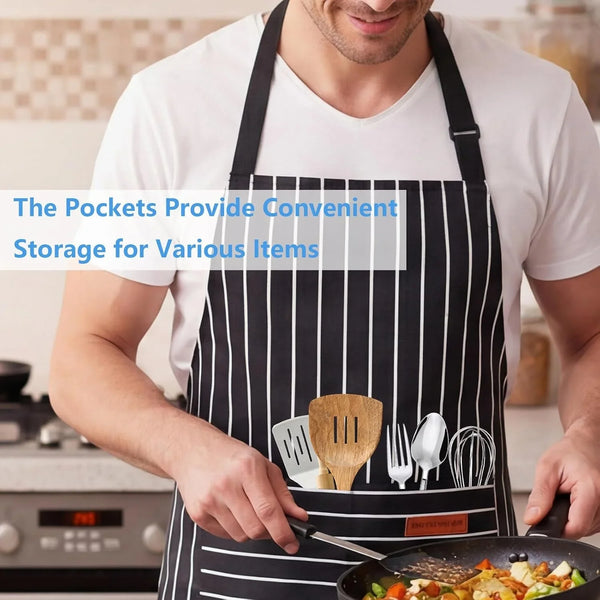 Adjustable Kitchen Aprons, Unisex, 2 Pack | 2 Large Pockets, Cotton-Polyester Blend, Bib Apron, for Home, BBQ & Restaurant Use4