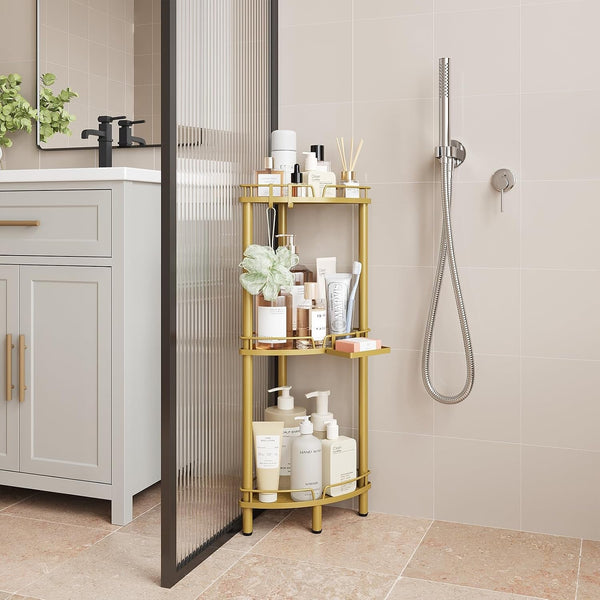 Corner Shower Caddy Standing, 3 Tier Metal Shower Organizer, Gold9