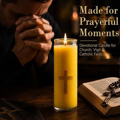 Beeswax Prayer Candles, 7 Day Catholic Candle in Glass6