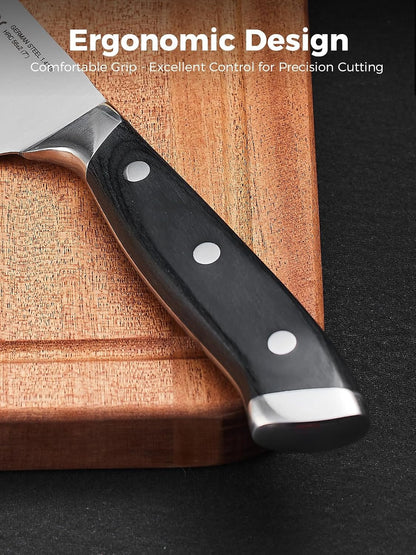 Santoku Knife 7 Inch – German Stainless Steel Blade, Professional Chopping Knife, Ergonomic Pakkawood Handle, 2-Year Warranty5