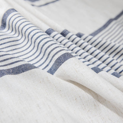 White Blue Tablecloth Cotton Linen Farmhouse Table Cover Soft Washable Table Top for Parties Coffee Kitchen Décor Stripe(Rectangle/Oblong, 60"×70"(4-6 Seats)6