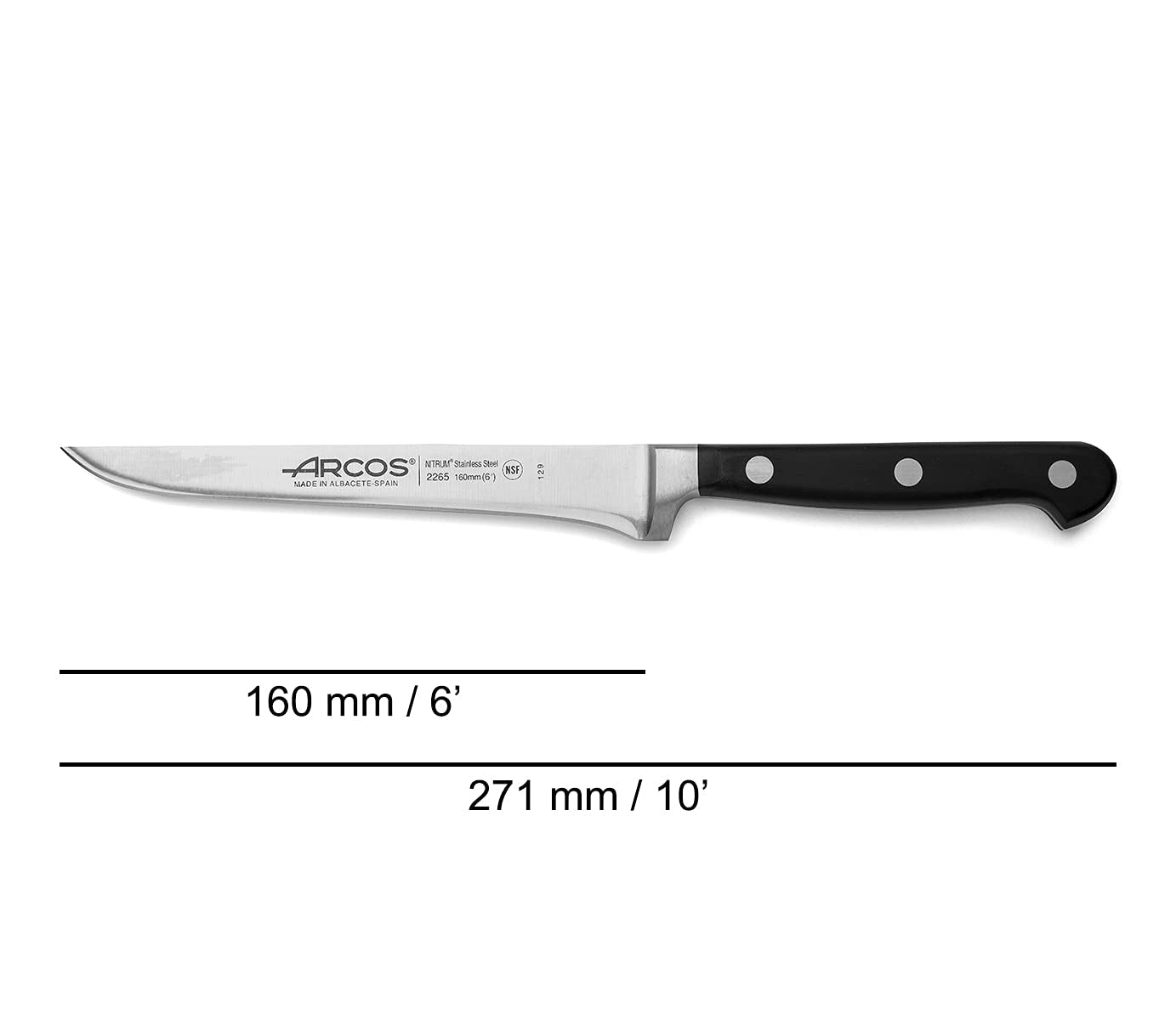 boning-knife-6-inch-nitrum-stainless-steel-and-160-mm-blade-professional-butcher-knife-to-slice-bones-from-meat-ergonomic-polypropylene-handle-series-opera-color-black
