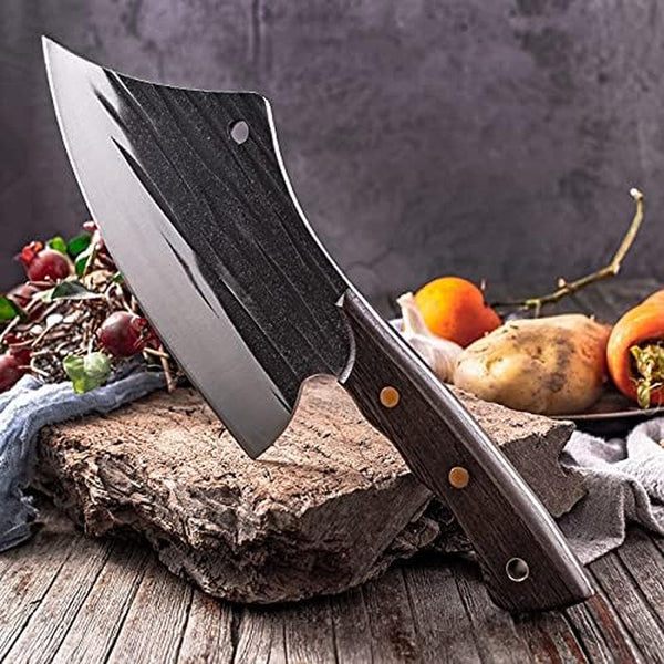 Meat Cleaver, 5Cr15 Stainless Steel Axe Butcher Cutter Handmade Household Kitchen Knife Fish Meat Cleaver Cutting Forged Chopping Knife Cleaver Knife,By1