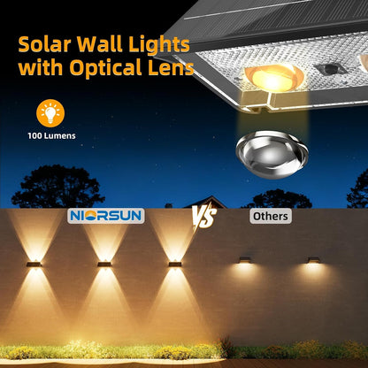 Solar Fence Lights Outdoor, 12 Pack up and down Waterproof Solar Wall Lights, Warm & Cool White + RGB, Fence Lights with Lens, Dusk to Dawn Lighting for Patio, Backyard, Pool, Railing (Black)3