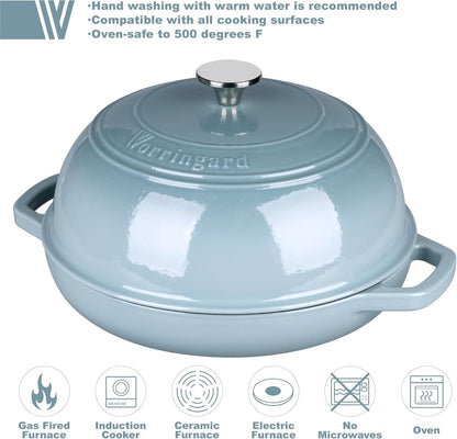 Enameled Cast Iron Dutch Oven Pot with Lid, Bread Oven for Sourdough Bread Baking, Dutch Ovens with Bread Proofing Basket& Baking Supplies Set, 6 Quart, Sea Salt3