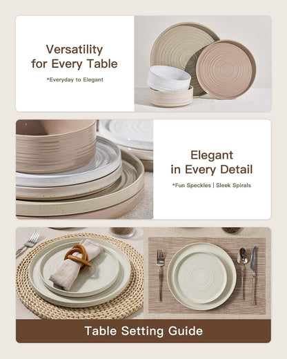 Stoneware Dinnerware Sets, Plates, Bowls, Dishes Set for 84