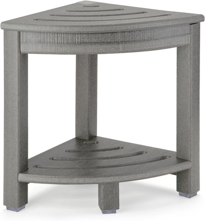 HDPE Corner Shower Stool,Shower Bench Seat with Storage Shelf for Shaving Legs Plastic Spa Bath Step Foot Rest for Bathroom Small Place (Grey)1