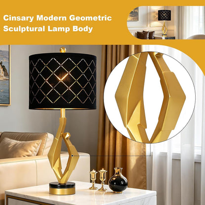 30" Tall Black and Gold Table Lamp for Living Room Bedroom Single2