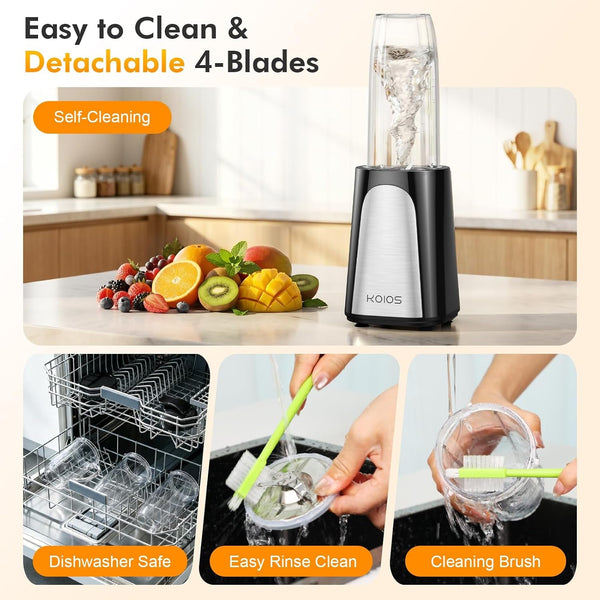 1000W Smoothie Blender, 15-In-1 Single Serve Set, Press-Twist Design | Personal Blender & Kitchen Countertop Smoothie Maker with 2X24Oz+17Oz Cup, Detachable 4-Blade, Frozen Drinks, Protein Shakes6