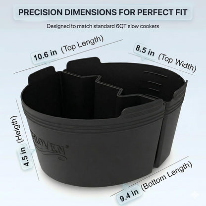 for Crock Pot Divider 6 QT Silicone Slow Cooker Liner, 2-Compartment | Reusable Insert W/ Handles, Dual-Dip for Better Heat Circulation, Easy Clean, for 6 Quart Oval Cookers, Verify Dimensions Ist2