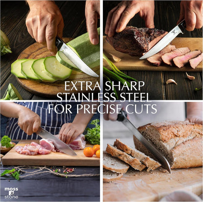 14 Pcs Kitchen Knife Set with Block, Stainless Steel | Premium Forged Kitchen Knives with High-Carbon Sharp Blades, Ergonomic Handle, Rust-Resistant Knife Block Set for Home & Chef7