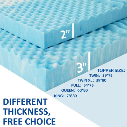 2 Inch Memory Foam Mattress Topper Twin XL, Twin Extra Long Mattress Pads for College Dorm Single Bed, Pressure Relieve Certipur-Us Certified, 39X80 Inches, Blue7