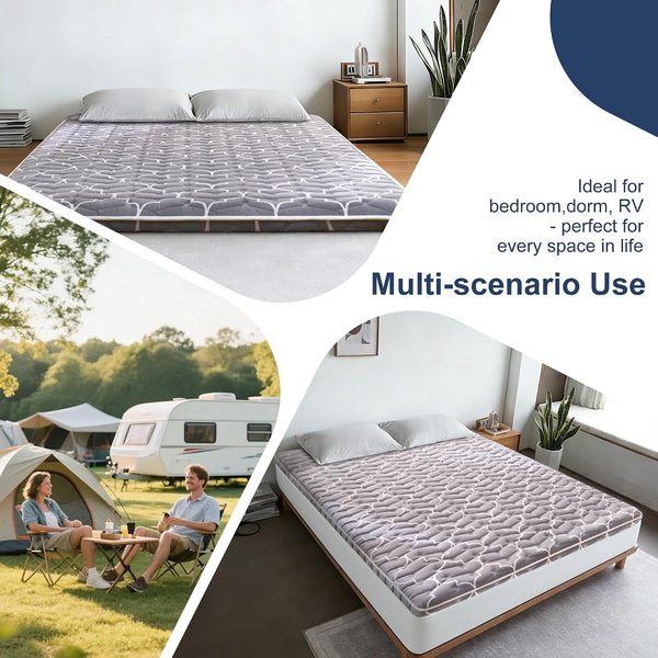 6Th Generation Japanese Floor Futon Mattress - Extra-Thick 9-Layer Modern Futon with 100% High-Density Foam, Portable Floor Mattress Sleeping Pad for Adults, Guest Room, Dormitory, Twin Size (39"X80")6