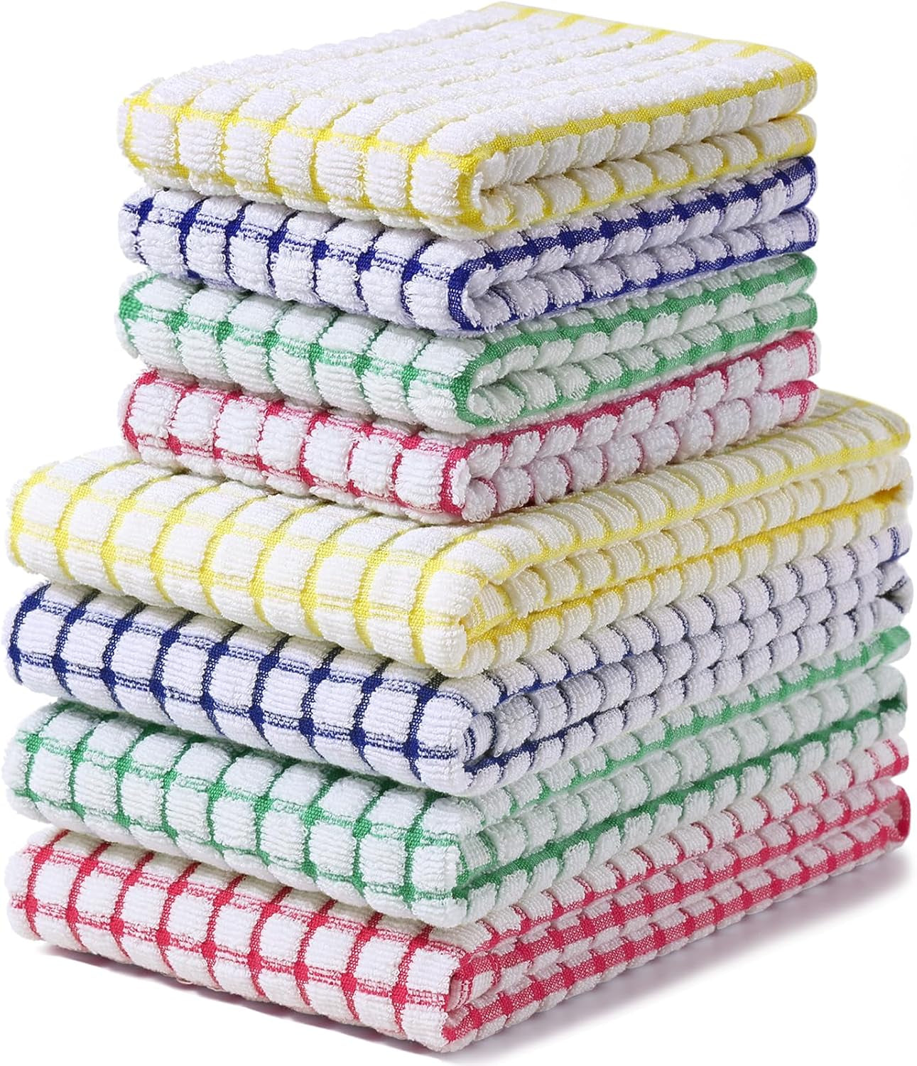 kitchen-towels-and-dishcloths-set-set-of-8-blue-yellow-red-green-cotton-terry-kitchen-dish-towels-super-soft-and-absorbent-dish-cloths-16-x-25-and-12-x-12-inches