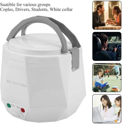 Electric Rice Cooker Portable Electric Car Truck Food Steamer Mini Travel Rice Cooker 12V 100W 1.3 L Portable Meal Heater Food Warmer(White)4